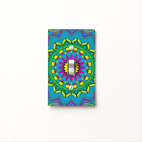 modern vibrant stylish abstract flower mandala light switch cover