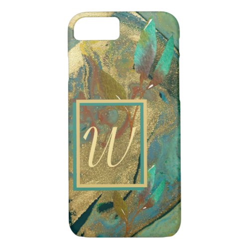 MODERN VIBRANT TEAL GOLD  GLITTER GLAM iPHONE 87 iPhone 87 Case