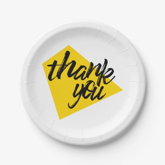 Modern, vibrant typography design of Thank You Paper Plates (Front)