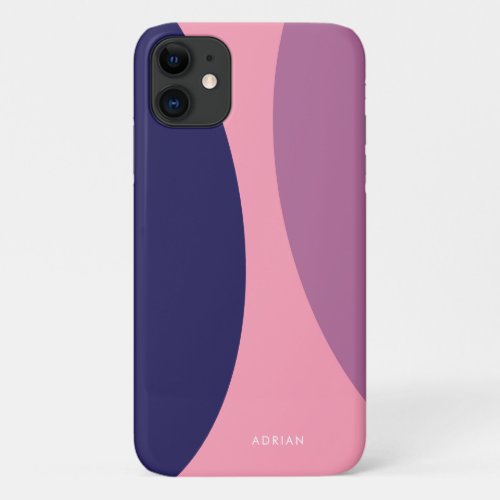 Modern vibrant violet pink  blue geometric iPhone 11 case