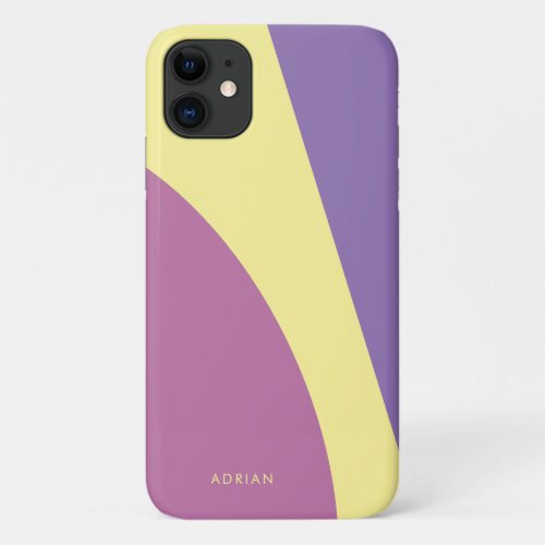 Modern vibrant violet yellow  lavender geometric iPhone 11 case