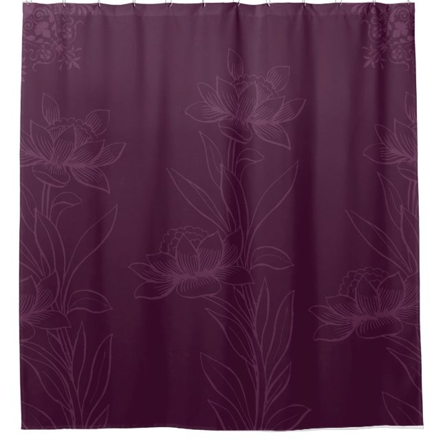 Modern Victorian Floral Purple Shower Curtain (Front)