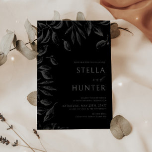 Modern Victorian Monochrome Greenery Wedding Invitation