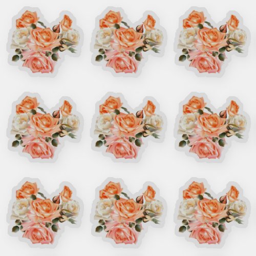 Modern Victorian Roses Envelope Seal Stickers