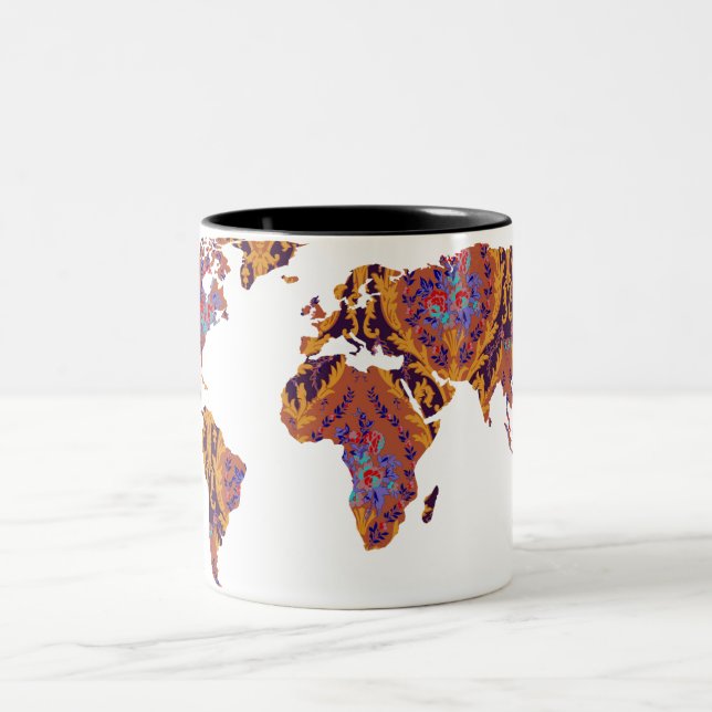 Modern Victorian World Map | World Traveler Mug (Center)
