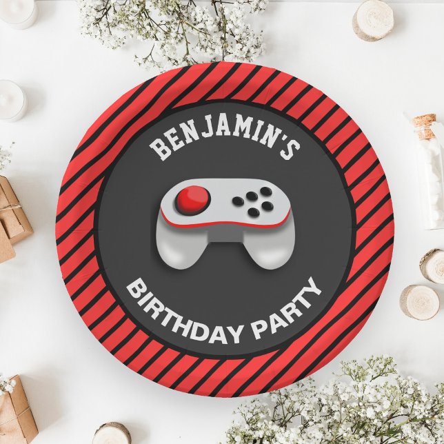 Modern Video Game Birthday Party Paper Plates (Creator Uploaded)