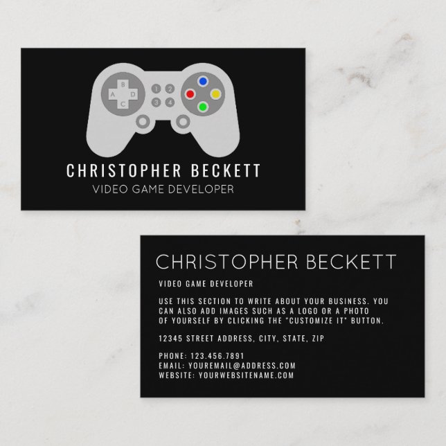 Modern Video Game Developer, Designer Business Card (Front/Back)