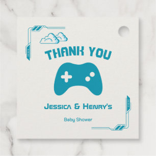 Modern Video Game Player 3 Baby Shower Thank You Favor Tags
