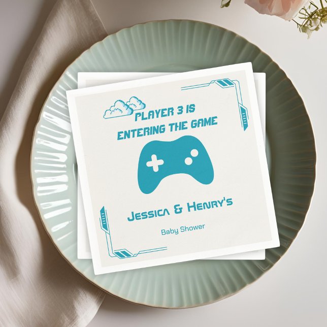 Modern Video Game Player 3 Gaming Baby Shower Napkins (Creator Uploaded)