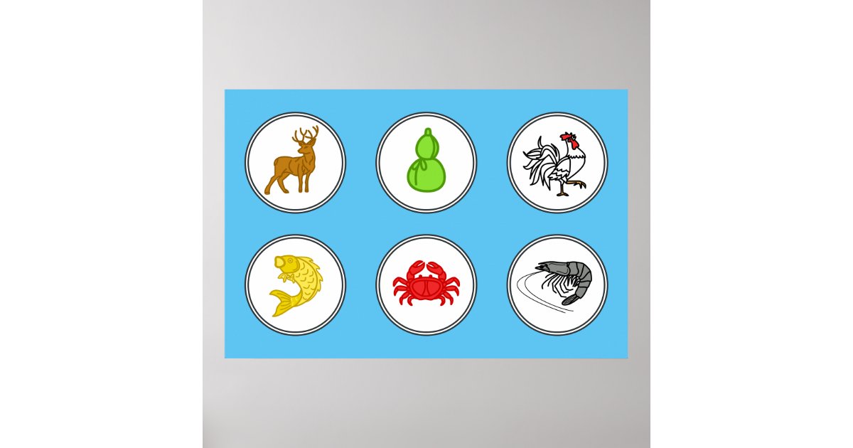 Modern Vietnamese Dice Game Board Light Blue Poster
