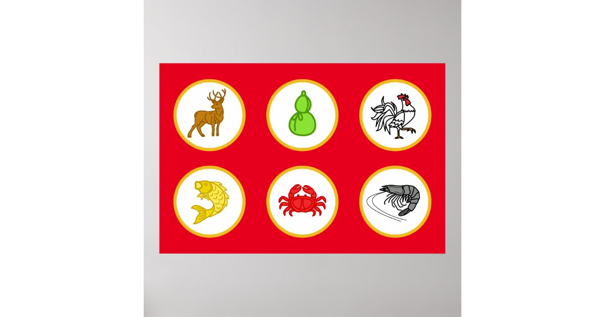 Modern Vietnamese Dice Game Board Red & Gold Poster Zazzle