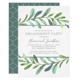Modern Vines Botanical Engagement Party Invitation