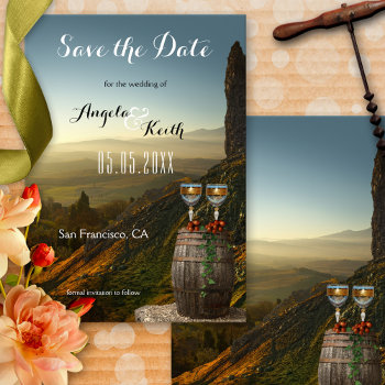 Modern Vineyard Or Wine Theme Save The Date Card by AnnesWeddingBoutique at Zazzle