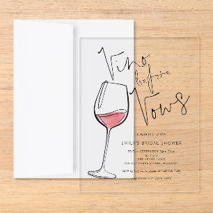 Modern Vino Before Vows Bridal Shower Acrylic Enclosure Card