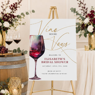 Modern Vino Before Vows Bridal Shower Welcome Sign