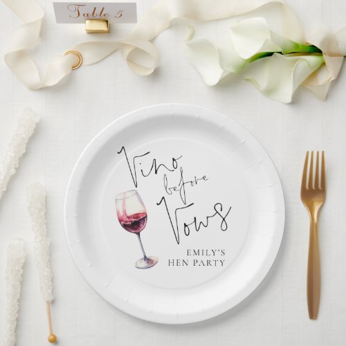 Modern Vino Before Vows Hen Party Paper Plates