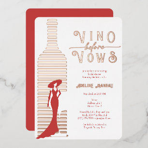 Modern Vino before Vows Wine Bridal Shower Rose Foil Invitation