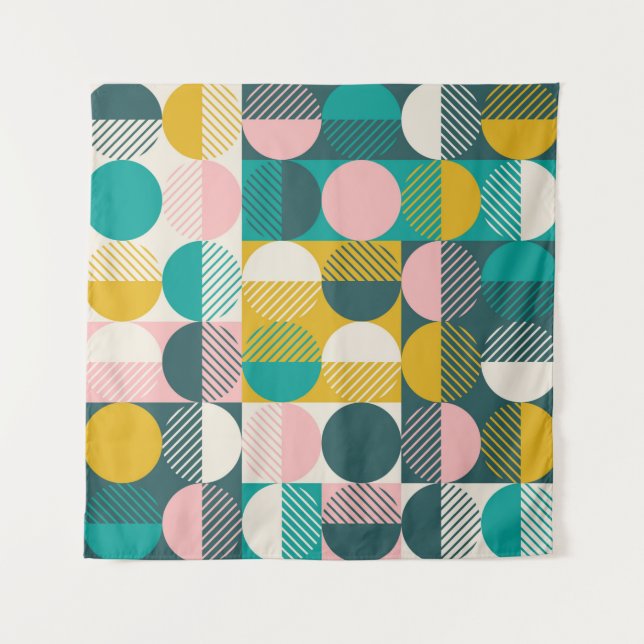 Modern vintage abstract seamless geometric pattern tapestry (Front)