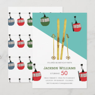 Modern Vintage Aprés Ski Skiing Birthday Invitation