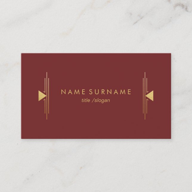 Modern Vintage Art Deco Elegant Gold Business Card (Front)