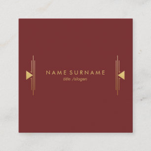 Modern Vintage Art Deco Gold Square Business Card