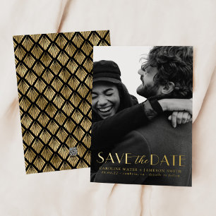 Modern Vintage Art Deco Save the Date Foil Invitat Invitation