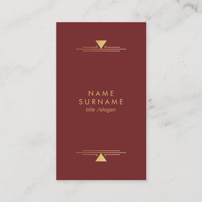 Modern Vintage ArtDeco Gold Vertical Business Card (Front)