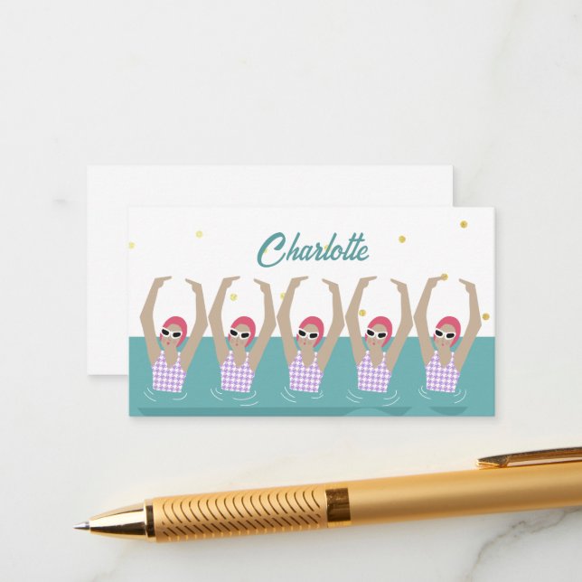 Modern Vintage Artistic Swimmers Synchro Swimming  Enclosure Card (Front/Back In Situ)