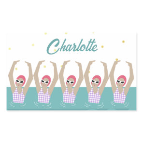 Modern Vintage Artistic Swimmers Synchro Swimming  Rectangular Sticker