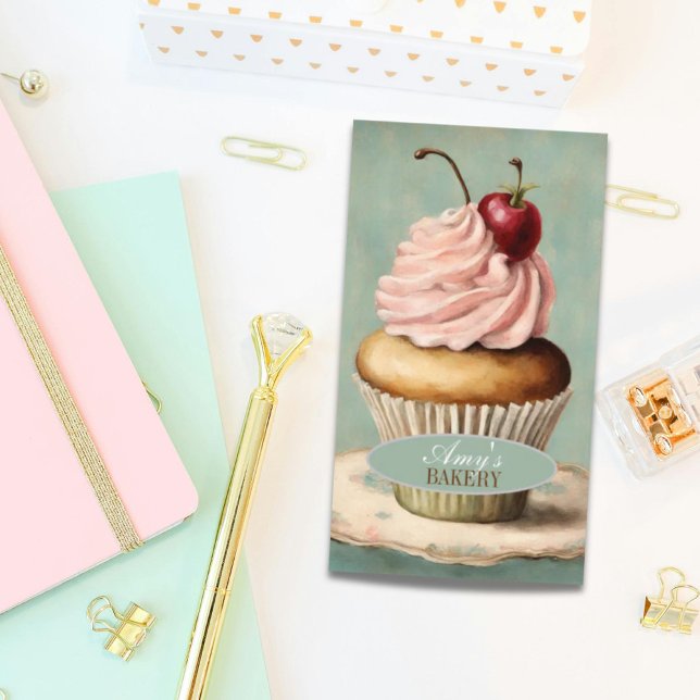Modern Vintage Baker Cake Bakery Cupcake Business Card (Modern Vintage Baker Cake Bakery Cupcake Business Car)