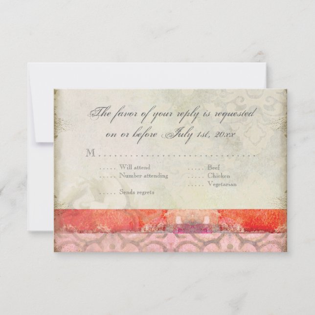 Modern Vintage Baroque Swirls Wedding Dreams, RSVP (Front)
