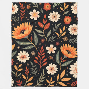 Modern Vintage Beautiful Floral Collection Fleece Blanket