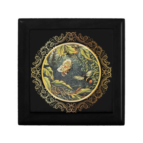 Modern Vintage Bee  Butterfly In Spiders Web Gift Box