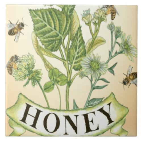 Modern Vintage Bees  Honey Ceramic Tile