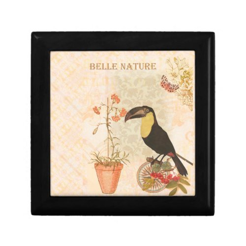 Modern Vintage Bird Pink Flower Butterfly Gift Box