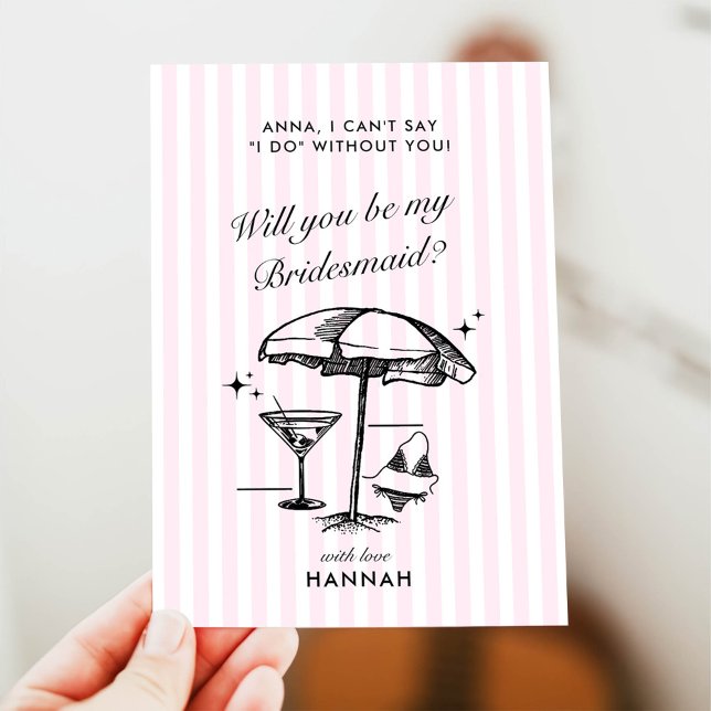 Modern Vintage Black Bridesmaid Proposal Card (Creator Uploaded)