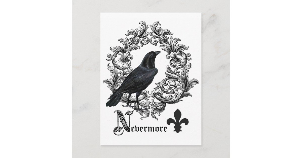 modern vintage black halloween crow postcard | Zazzle