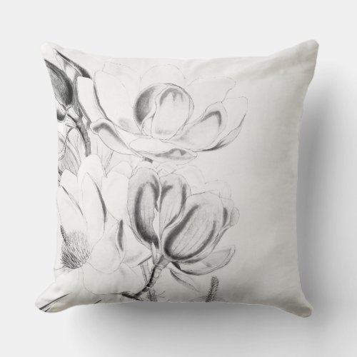 Modern vintage black white watercolor floral throw pillow