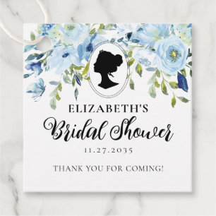 Modern Vintage Blue Floral Thank You Bridal Shower Favor Tags