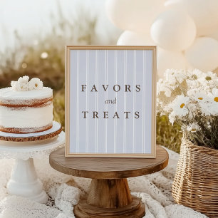 Modern Vintage Blue Pinstripe Favors & Treats Poster