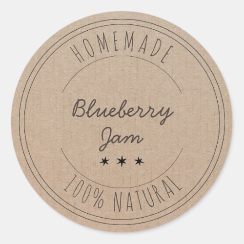 Modern Vintage Blueberry Jam Kraft Paper Simple Classic Round Sticker