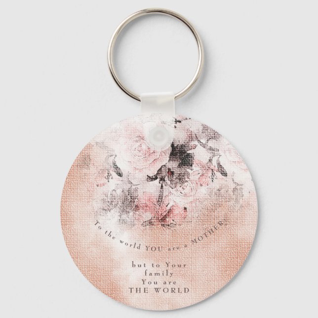 Modern-Vintage Blush Floral Mother's Day  Keychain (Front)