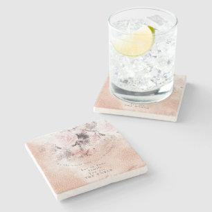 Modern-Vintage Blush Floral Mother's Day Stone Co Stone Coaster