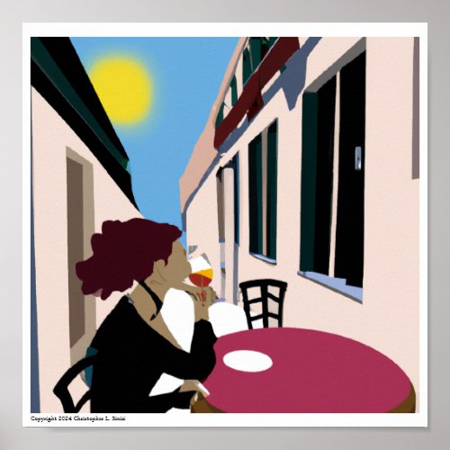 Modern Vintage Bold_colored Digital Afternoon Wine Poster