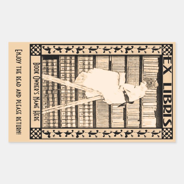 Modern Vintage Bookplate v1 Personalized (Front)