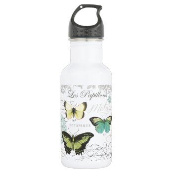 Modern Vintage Botanical Butterfiles Water Bottle by GIFTSBYHEATHERMYERS at Zazzle