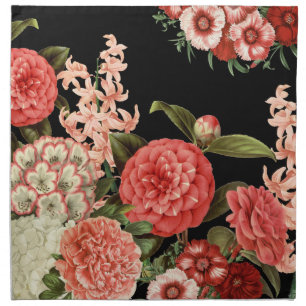 modern vintage botanical pink flowers cloth napkin