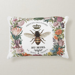 MODERN VINTAGE BOTANICAL QUEEN BEE ACCENT PILLOW