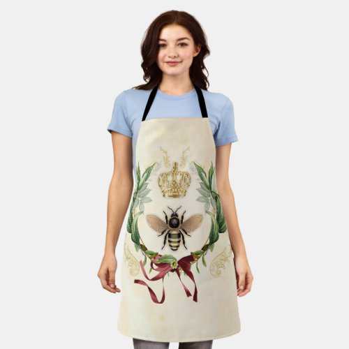 Modern Vintage Botanical Queen Bee Apron