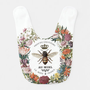 MODERN VINTAGE BOTANICAL QUEEN BEE BABY BIB